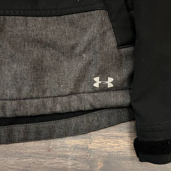 Under Armour Storm 1 Women's Large Soft Shell Jacket Water Resistant Hooded Gray - Picture 3 of 8